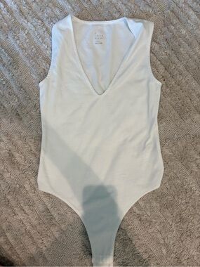 A New Day White V-Neck One-Piece Bodysuit